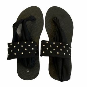 Rampage Black Studded Cushioned Sandals